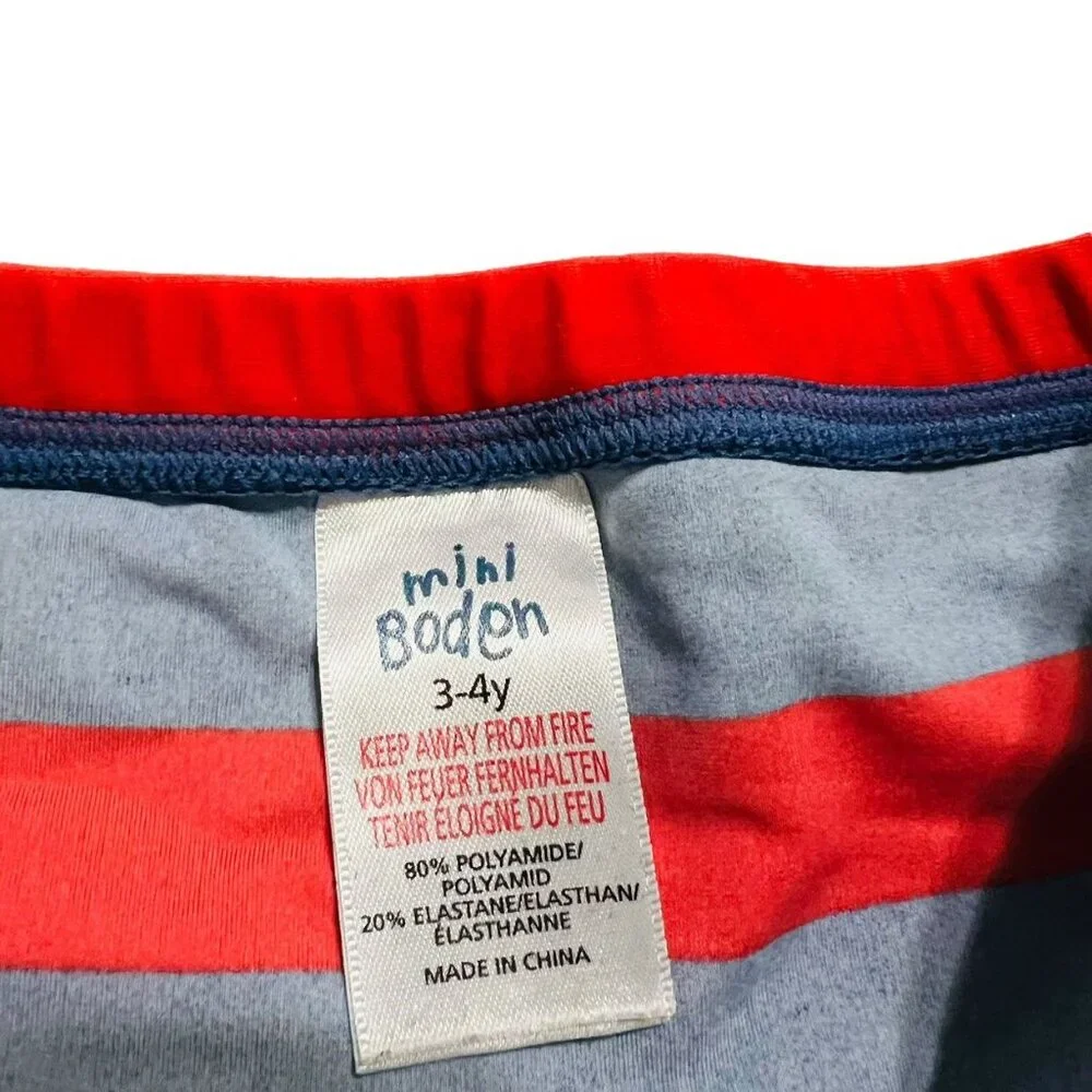 Mini Boden 3-4Y Striped Fitted Swim Trunks